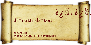 Éreth Ákos névjegykártya